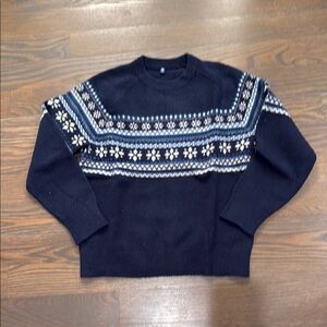 Kids Uniqlo Navy Blue Patterned Sweater